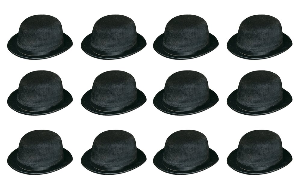 3254 12 Piece Black Vel-Felt Derby Hats Party Supplies and Favors
